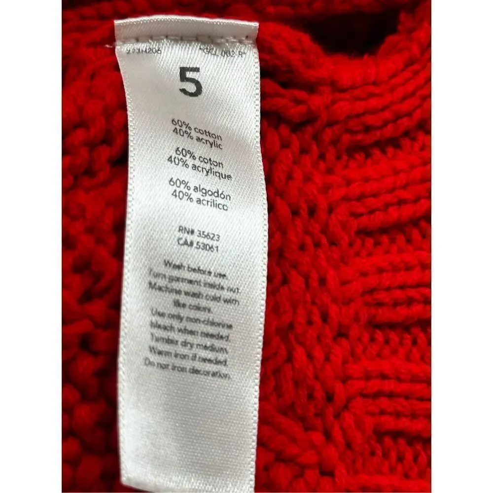 Carter’s girls NWOT size 5 red sweater poncho